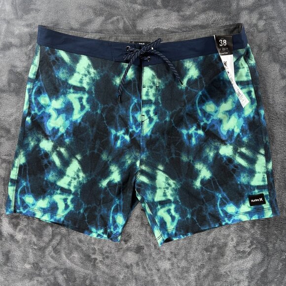 Hurley Phantom Eco Board Shorts Men 38 Tie Dye 18" Swim Trunks Beach Surf NWT - Picture 1 of 11